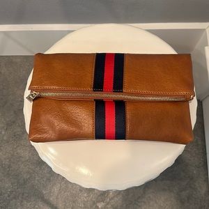 NWOT Faux Leather Foldover Clutch with chain strap